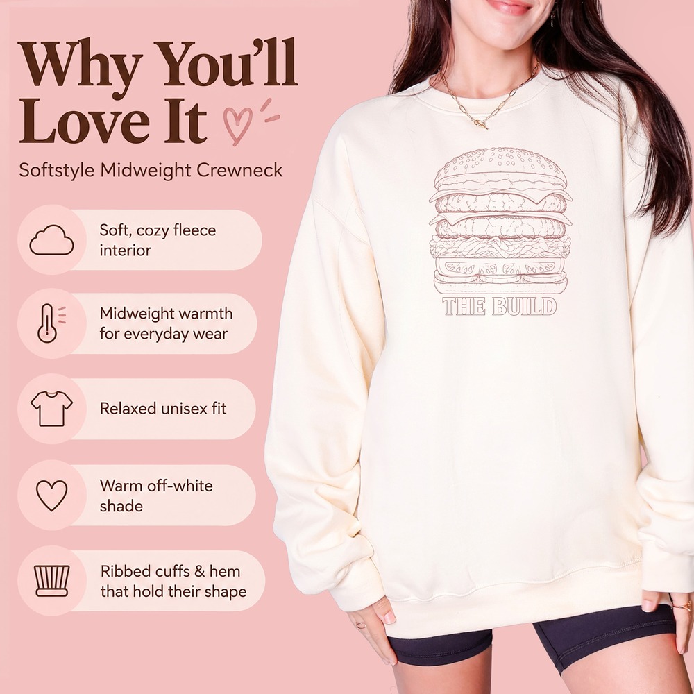 The Build Double Patty Burger Stack Retro Sweatshirt - Picture 3 of 6